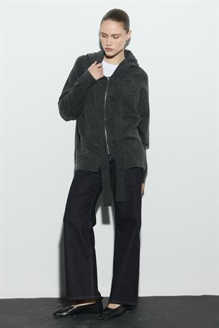 KAPÜŞONLU SWEAT TRİKO HIRKA ANTRASİT