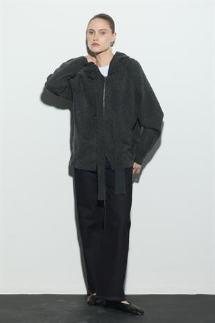 KAPÜŞONLU SWEAT TRİKO HIRKA ANTRASİT