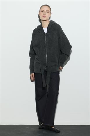KAPÜŞONLU SWEAT TRİKO HIRKA ANTRASİT