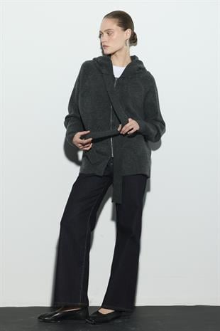 KAPÜŞONLU SWEAT TRİKO HIRKA ANTRASİT