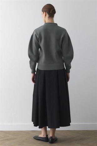 KARPUZ KOLLU TRİKO HIRKA GRİ