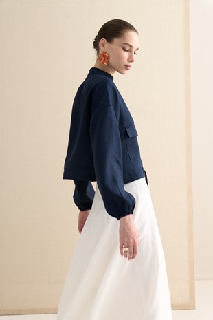 KETEN BOMBER CEKET LACİVERT