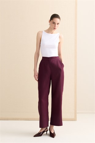 KETEN PALAZZO PANTOLON BORDO