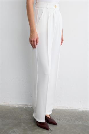 KREP PALAZZO PANTOLON BEYAZ