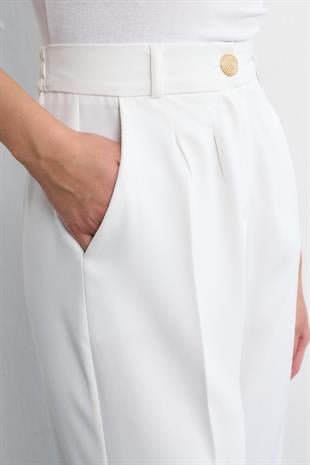 KREP PALAZZO PANTOLON BEYAZ