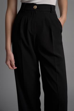 KREP PALAZZO PANTOLON SİYAH