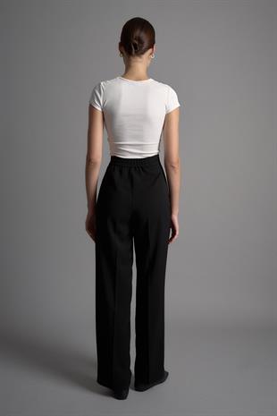 KREP PALAZZO PANTOLON SİYAH