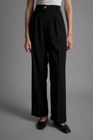 KREP PALAZZO PANTOLON SİYAH