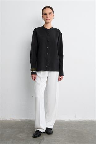 MANDARİN YAKA CUPRO GÖMLEK SİYAH