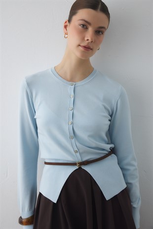 MERSERİZE BELİ OTURTMALI HIRKA BEBE MAVİSİ