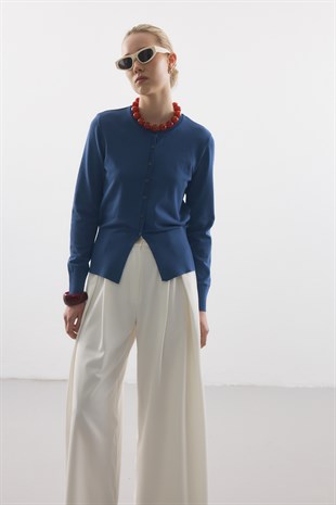 MERSERİZE BELİ OTURTMALI HIRKA İNDİGO