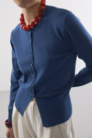 MERSERİZE BELİ OTURTMALI HIRKA İNDİGO