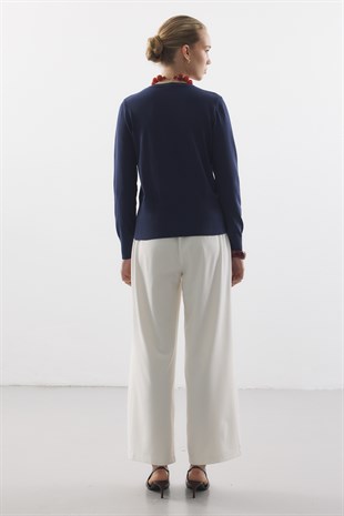 MERSERİZE BELİ OTURTMALI HIRKA LACİVERT