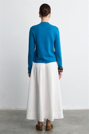 METAL DÜĞMELİ MERSERİZE TRİKO HIRKA MAVİ