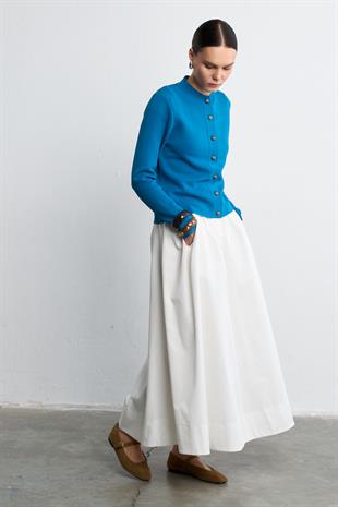 METAL DÜĞMELİ MERSERİZE TRİKO HIRKA MAVİ