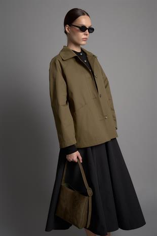 OVERSIDE SHORT TRENÇKOT HAKİ