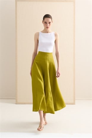 PARÇALI KESİM KETEN ETEK OLIVE