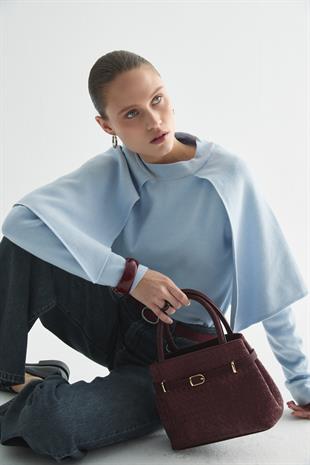 PELERİNLİ TRİKO BLUZ BEBE MAVİSİ