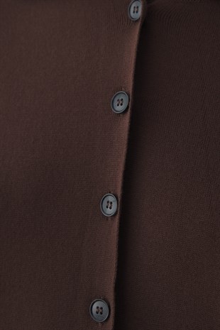 POLO YAKA MERSERİZE CEKET ACI KAHVE