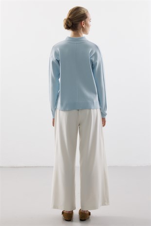 POLO YAKA MERSERİZE CEKET BEBE MAVİSİ