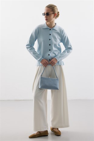 POLO YAKA MERSERİZE CEKET BEBE MAVİSİ