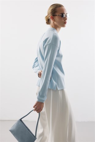 POLO YAKA MERSERİZE CEKET BEBE MAVİSİ