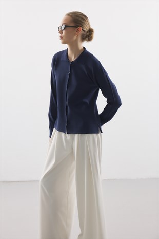 POLO YAKA MERSERİZE CEKET LACİVERT