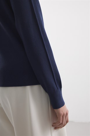 POLO YAKA MERSERİZE CEKET LACİVERT