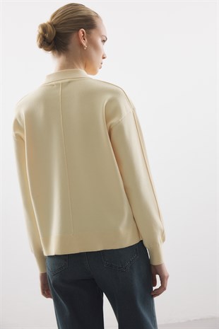 POLO YAKA MERSERİZE CEKET SARI