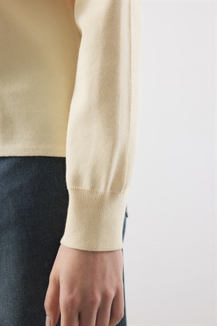 POLO YAKA MERSERİZE CEKET SARI