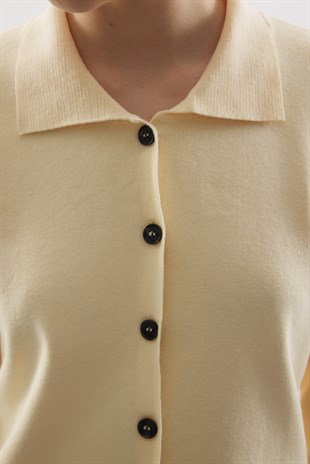 POLO YAKA MERSERİZE CEKET SARI