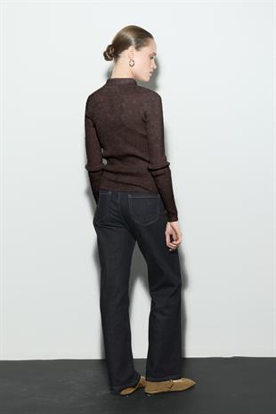 POLO YAKA SİMLİ TRİKO HIRKA ACI KAHVE