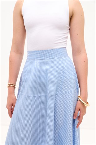 PÖTİKARELİ POPLİN KLOŞ ETEK BEBE MAVİSİ
