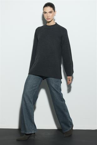 REGLAN KOLLU TRİKO KAZAK ANTRASİT