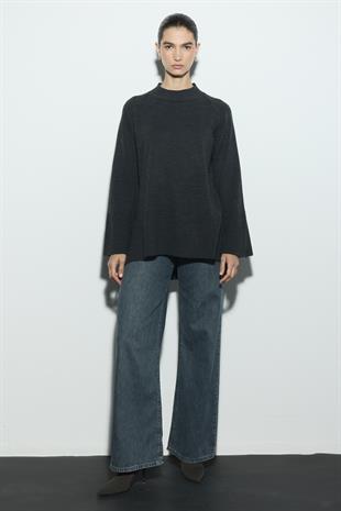 REGLAN KOLLU TRİKO KAZAK ANTRASİT