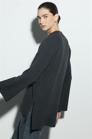 REGLAN KOLLU TRİKO KAZAK ANTRASİT