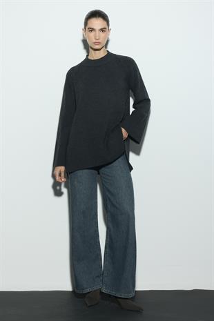 REGLAN KOLLU TRİKO KAZAK ANTRASİT