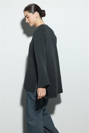 REGLAN KOLLU TRİKO KAZAK ANTRASİT