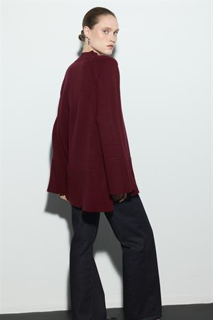 REGLAN KOLLU TRİKO KAZAK BORDO