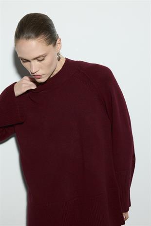 REGLAN KOLLU TRİKO KAZAK BORDO