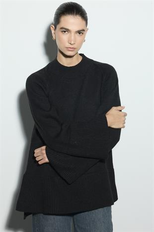 REGLAN KOLLU TRİKO KAZAK SİYAH