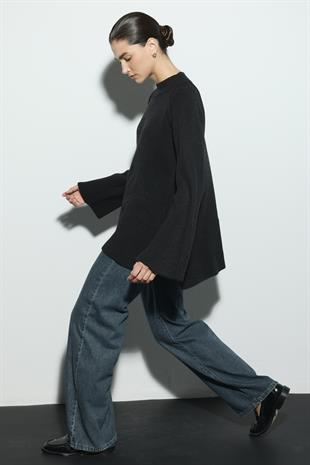 REGLAN KOLLU TRİKO KAZAK SİYAH