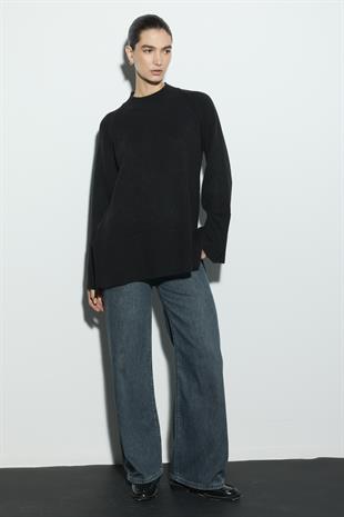 REGLAN KOLLU TRİKO KAZAK SİYAH