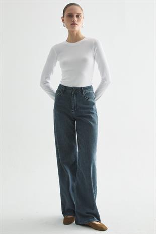 RELAXED KESİM WIDE LEG JEAN İNDİGO