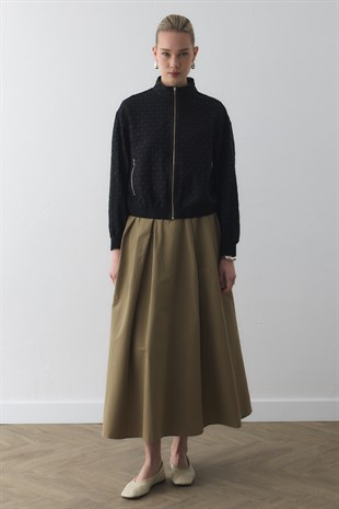 SEPET ÖRGÜ DESENLİ CEKET SİYAH