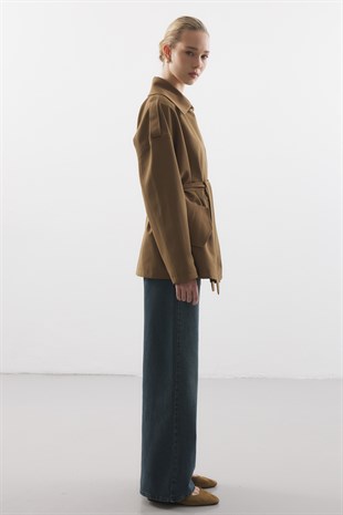 SEYYAR KUŞAKLI GABARDİN CEKET OLIVE