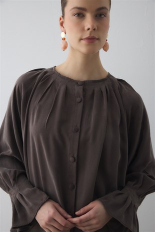 SIK PİLELİ SİLK TOUCH GÖMLEK ACI KAHVE