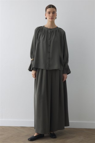 SIK PİLELİ SİLK TOUCH GÖMLEK HAKİ