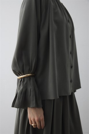 SIK PİLELİ SİLK TOUCH GÖMLEK HAKİ