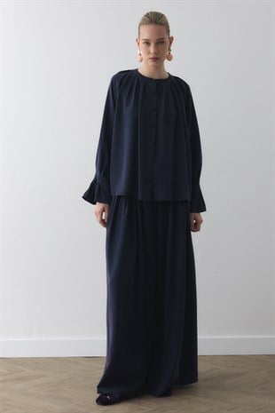 SIK PİLELİ SİLK TOUCH GÖMLEK LACİVERT